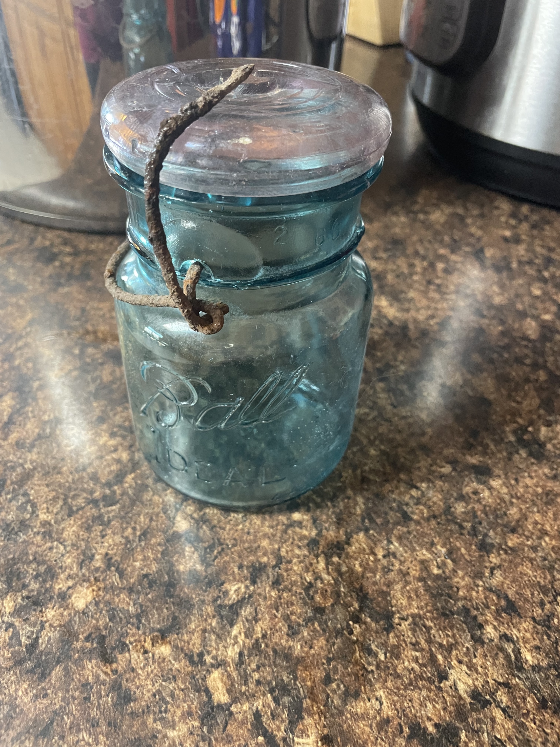 Ball Ideal canning jar in blue