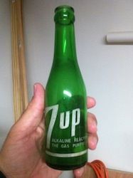 7up Vintage Drinking Soda Glass Cup Rare Green 7 Up Bubbles 8 oz?